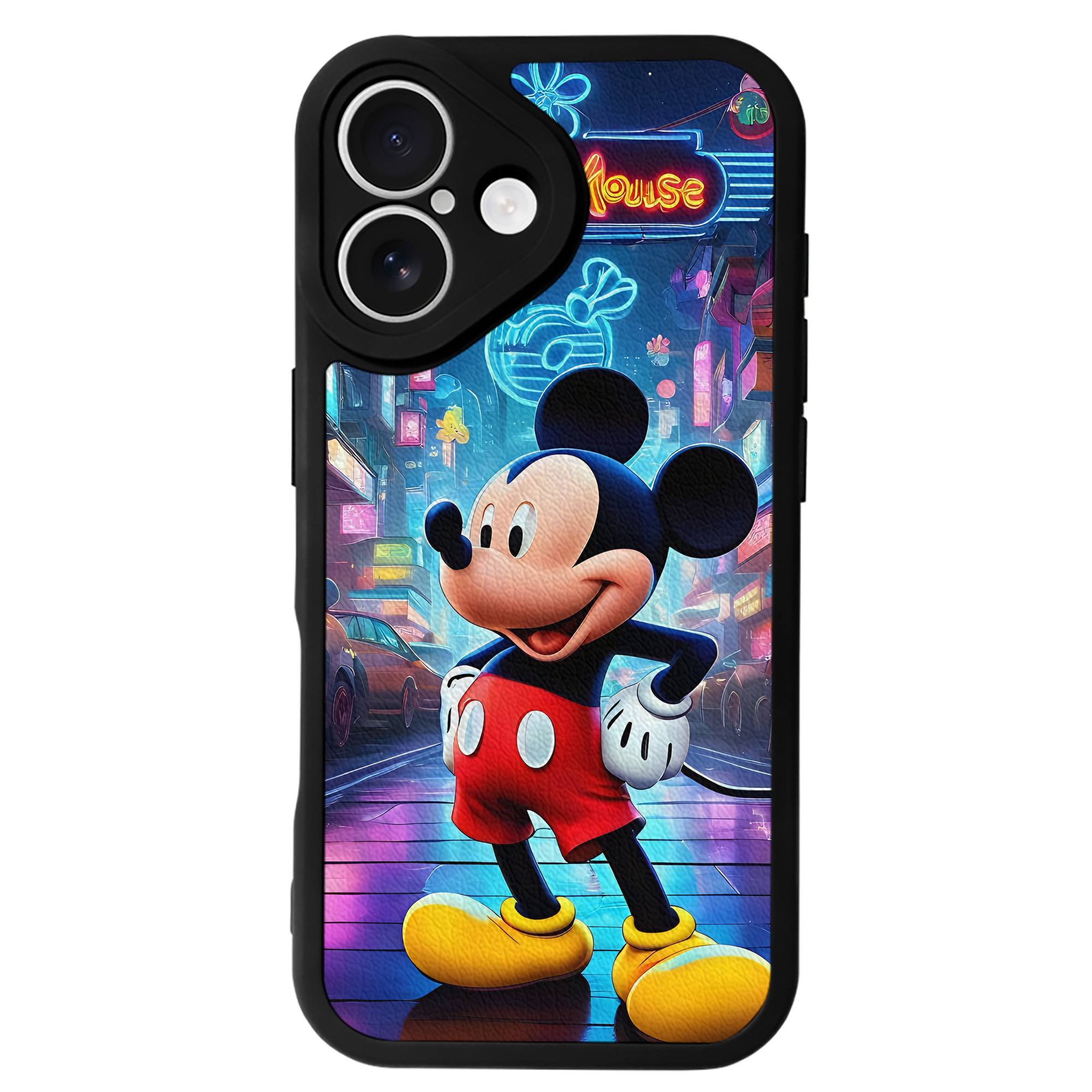 （画像用） ミッキーマウス Mickey Mouse 【iPhone 16シリーズ対応】シリコンスマホケース（レザー調） 材質：シリコン
